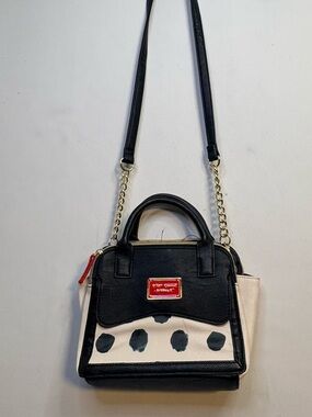 Betsey Johnson Women’s Black and White Polka-Dot Satchel Handbag